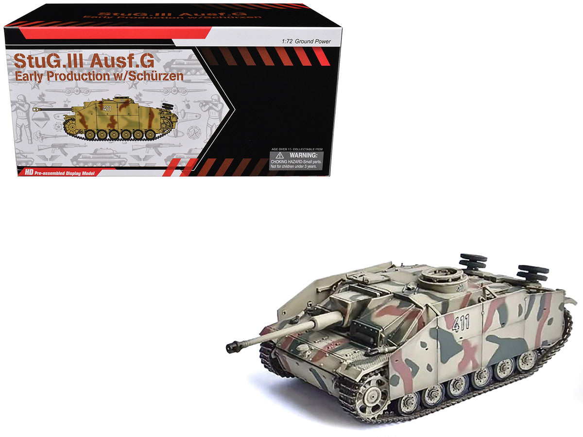 Germany StuG.III Ausf.G Early Production Tank with Schurzen #411 "Panzer Abteilung 115 Italy" (1943) "NEO Dragon Armor" Series 1/72 Plastic Model by Dragon Models-2